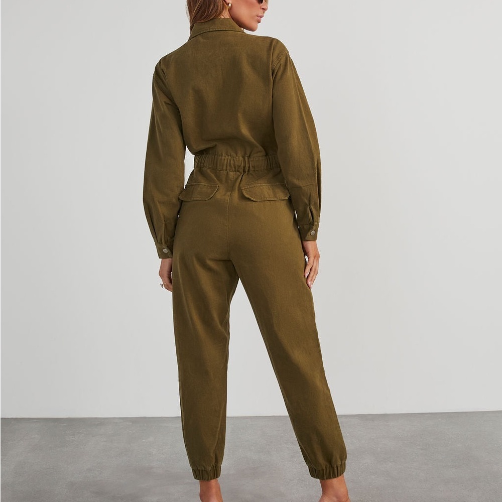 Vici Green Utility Jumpsuit with Drawstring Waist - Picture 3 of 6